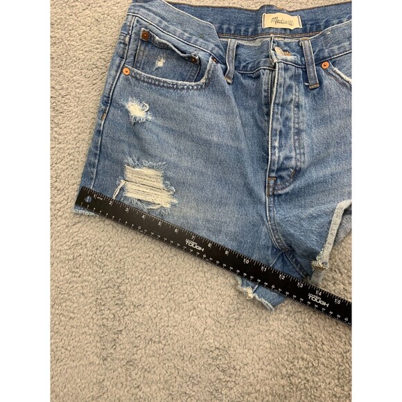MadeWell Denim Blue Jean Distressed Cropped Daisy Dukes Short Shorts 5 Pockets - Picture 12 of 13